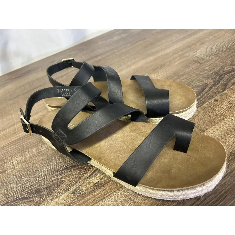 PATRIZIA BONFANTI Leather Toe Strap Sandals US9 EU40 Made in Italy - Picture 1 of 7